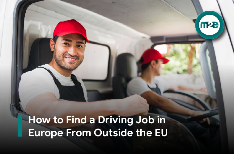 Professional truck driver on an international route in Europe Lorry driver at the wheel of a truck on a European motorway