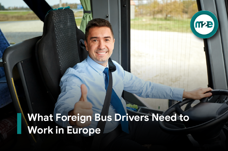 Bus driver working on a city route in Europe Professional driver at the wheel of a modern city bus on a European street